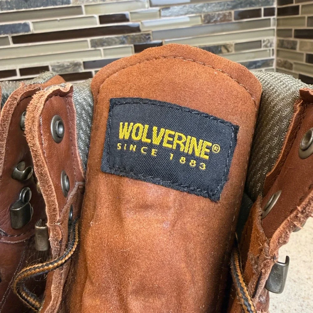 Wolverine DuraShocks Mens 11.5 W Brown Leather Work Boots W03122 Oil Resistant